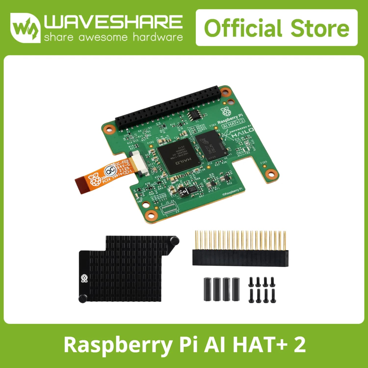 HAT+ 2 officiel Raspberry Pi AI, accélérateur IA Hailo-10H intégré, 8 Go de RAM, fonctionnalités IA 
