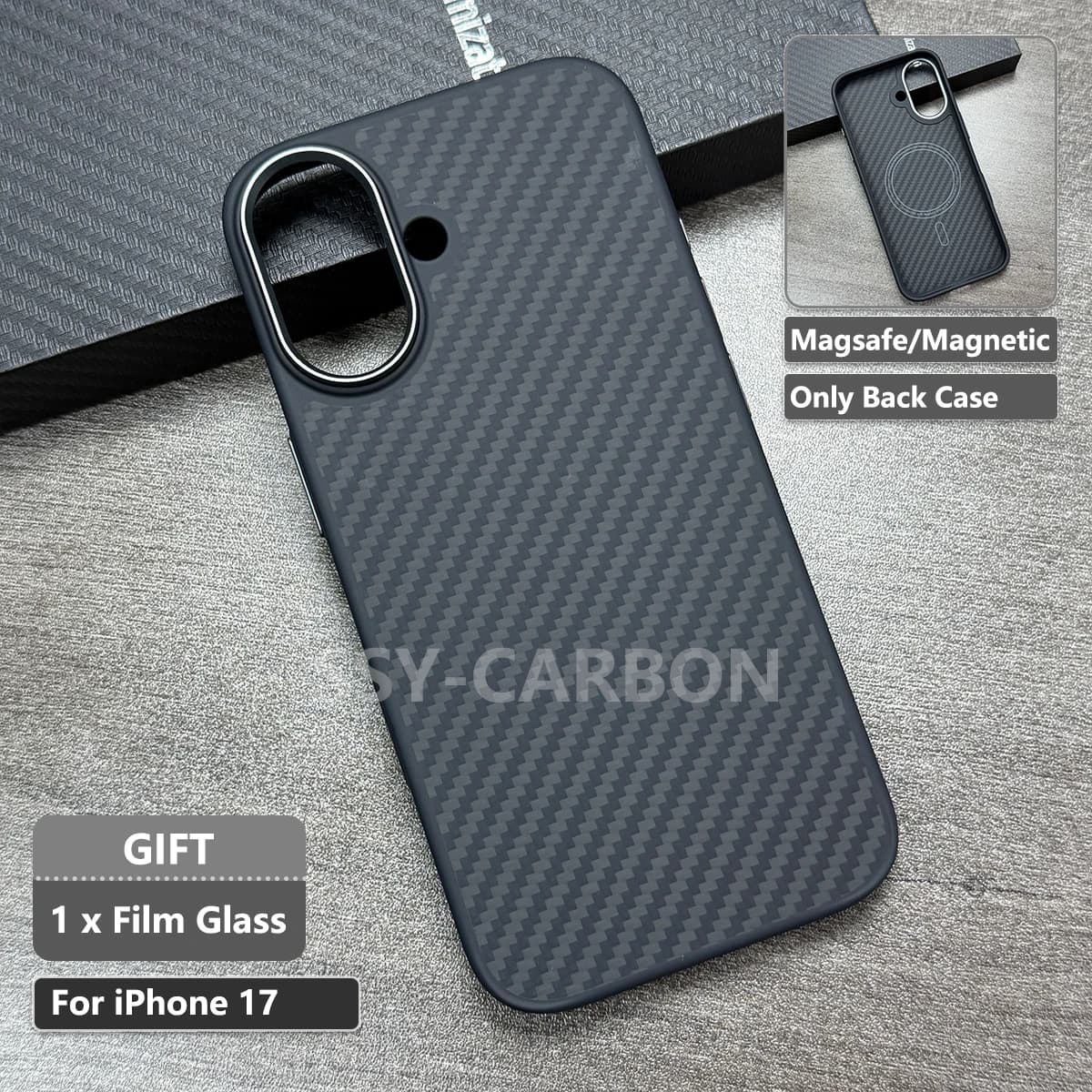 Coque en fibre de carbone véritable pour Apple iPhone 17 Series 17/17 Air/17 Pro/17 Pro Max, étui ma