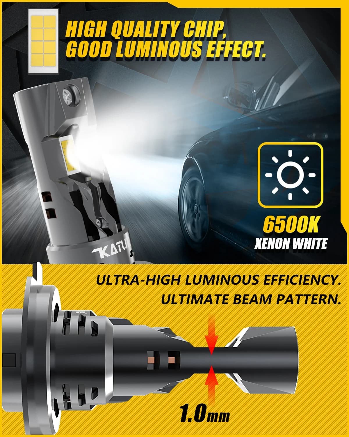 Ampoules de phares LED H7 Turbo haute puissance, 2 pièces, 20000LM 100W H7, puces CSP pour phares de