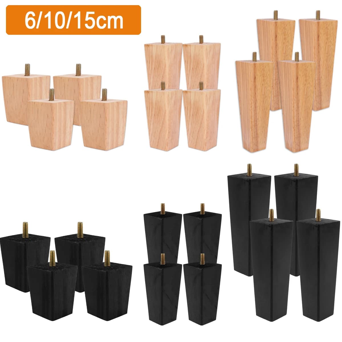 4 pièces pieds de meubles en bois massif 6/10/15cm chaise lit Table armoire pièces de rehaussement m