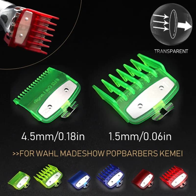 Guide de tondeuse à cheveux professionnelle 2 pièces pour Wahl, Madeshow, JRL - 1,5 mm/4,5 mm, trans