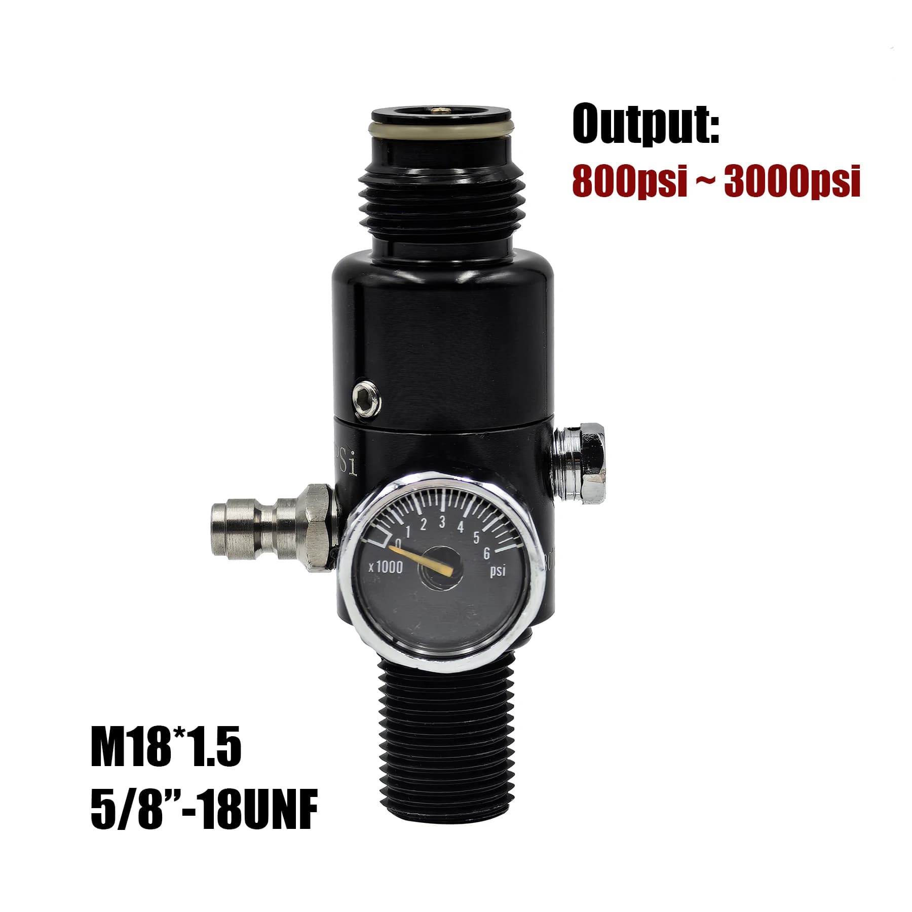 HPA 4500psi cylindre régulateur de réservoir d'air filetage de Valve M18 * 1.5 ou 5/8-18UNF sortie 8
