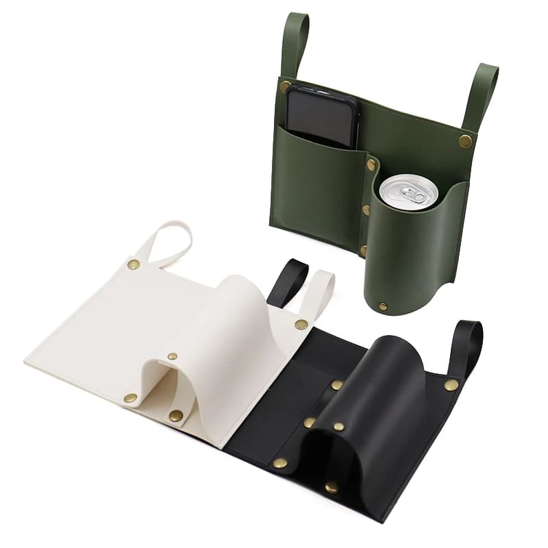 Poche pour chaise de camping, pochette pour chaise de plage avec 2 poches en cuir, sac latéral pour 