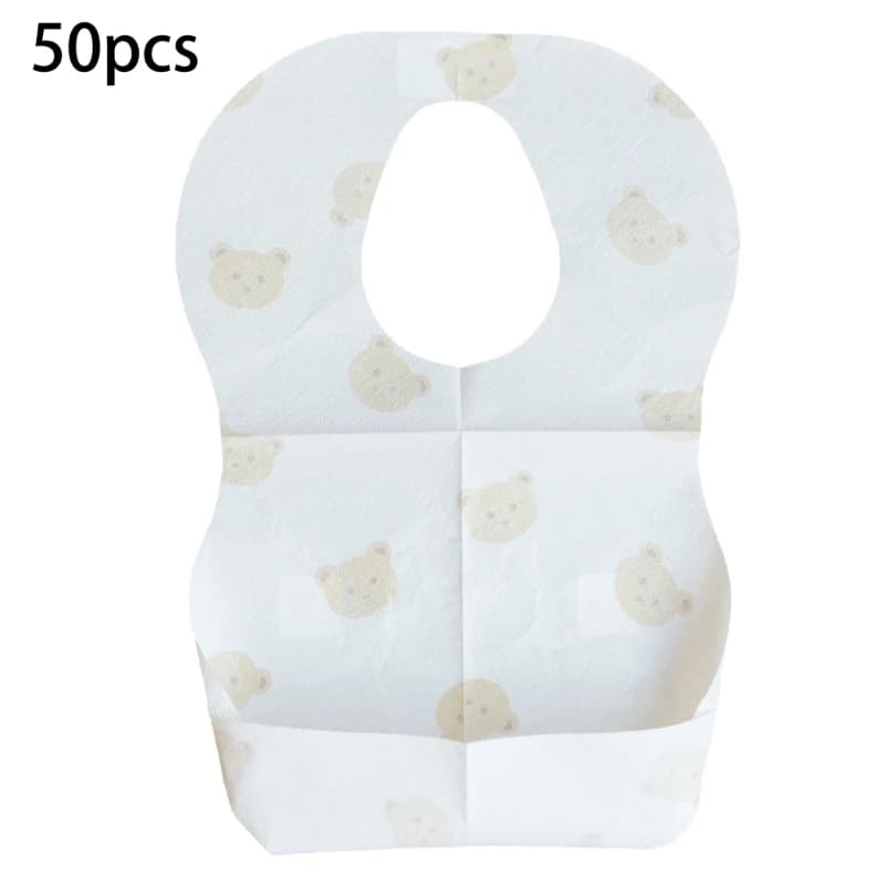 Paquet de 50 bavoirs jetables pour bébés âgés de 6 mois à 2 ans, bavoir d'alimentation ours de dessi