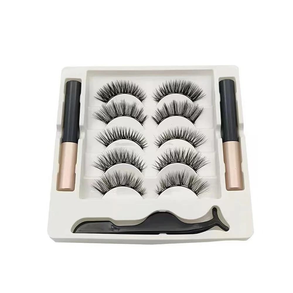 5 paires 5 cils magnétiques Eyeliner pince à épiler ensemble 3D cils de vison naturel artificiel fau