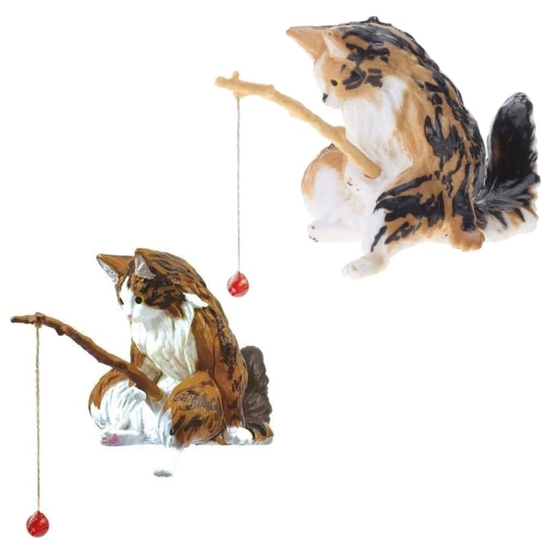 Ornements de chat de pêche, Mini Figurine en résine, aménagement paysager d'aquarium, dessin animé