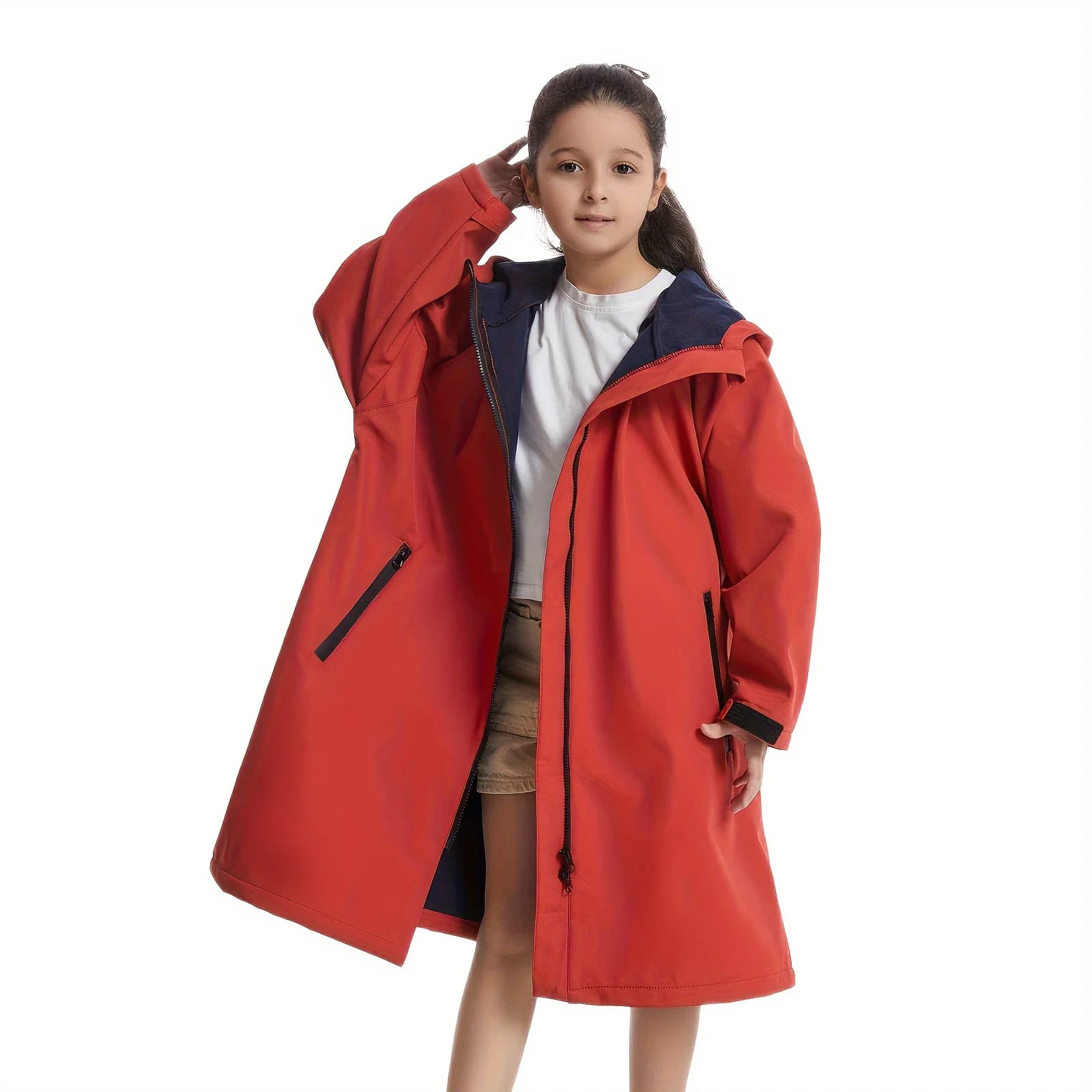 Mutao Poncho de Surf imperméable et coupe-vent, Robe à langer chaude d'extérieur à manches longues a