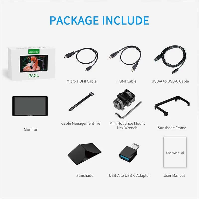 FEELWORLD P6XL 6 pouces caméra moniteur de champ boîtier en aluminium batterie intégrée 4K HDMI haut