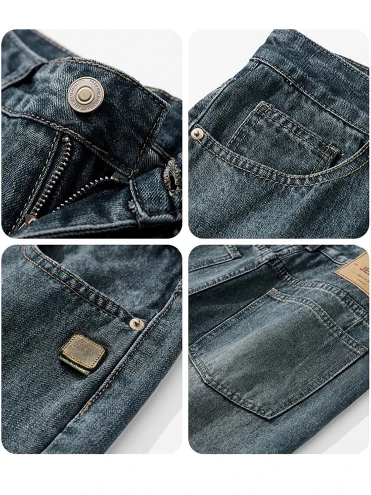 Jeans droits rétro américains printemps-automne, streetwear pour hommes, mode coréenne, pantalon en 