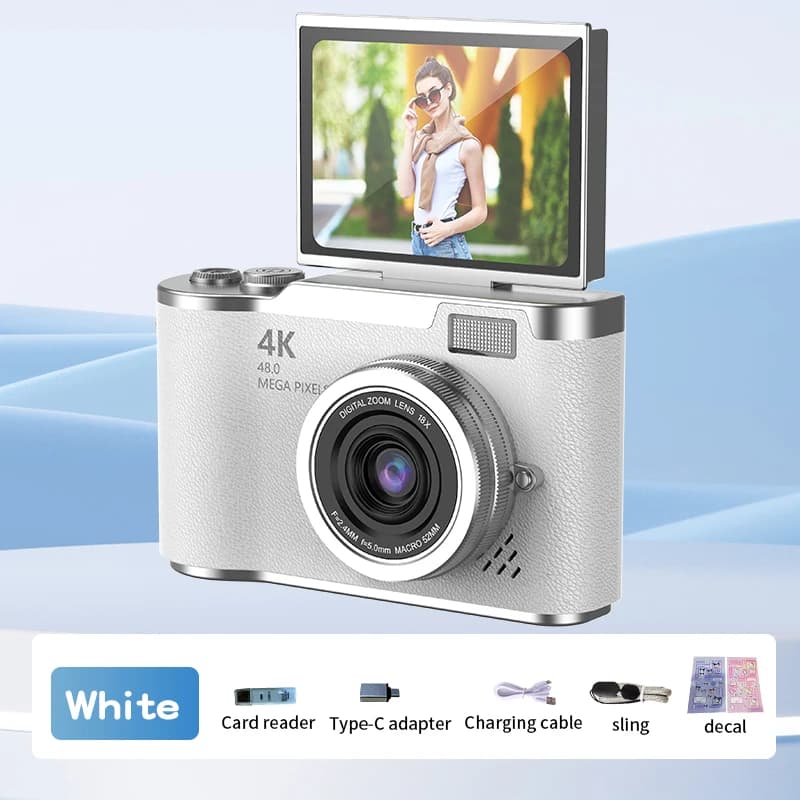 Appareil photo numérique 4K 48MP photographie caméra caméscope vidéo caméras rechargeables 2.4 pouce