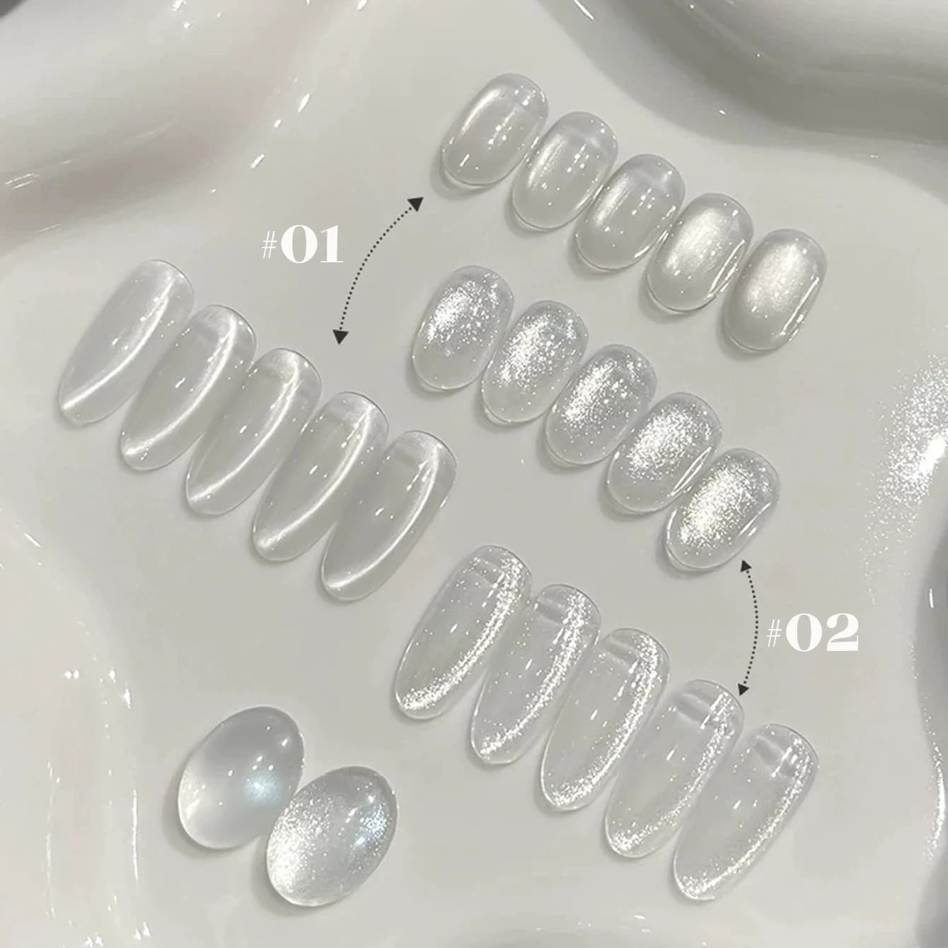 1-12 pièces WS Style chaud Non-gris universel blanc oeil de chat Gel vernis à ongles Super Flash bla