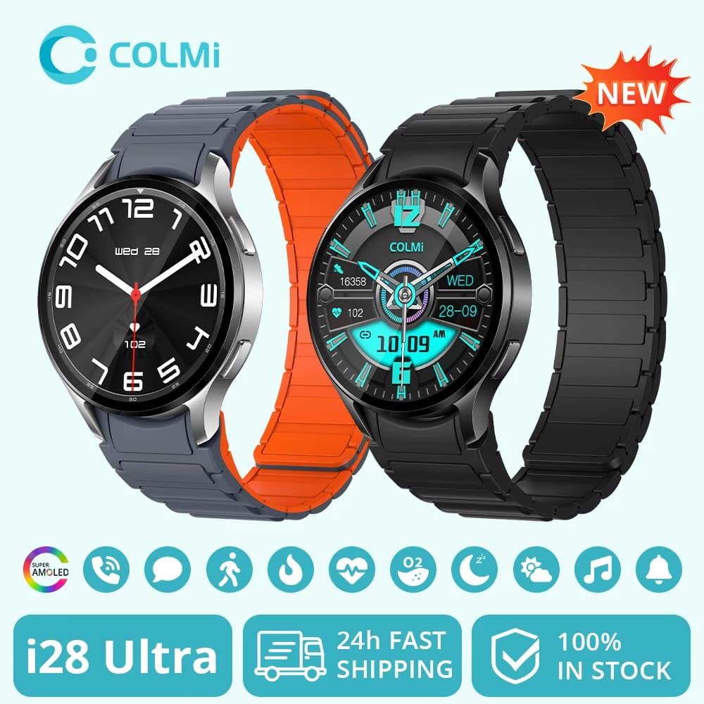 COLMI i28 Ultra AI Smartwatch AMOLED affichage, AI Da-GPT intégré, prière musulmane, montre d'appel 