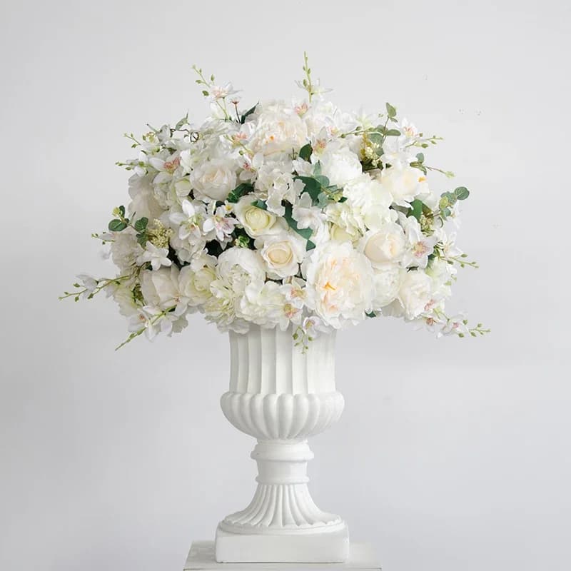 Centre de Table de mariage blanc, boule rouge de luxe, Rose artificielle, pivoine, Arrangement de fl