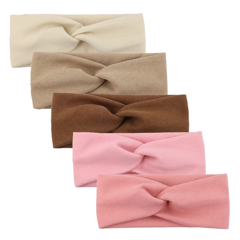 5 pièces/lot solide torsion bébé filles bandeaux cachemire à la main élastique bandeaux automne hive