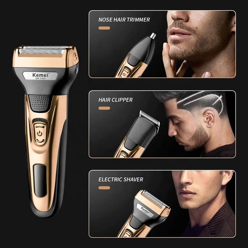 Kemei-Rasoir électrique injuste 3 en 1, Tondeuse à cheveux pour le corps du visage, Machine à raser 