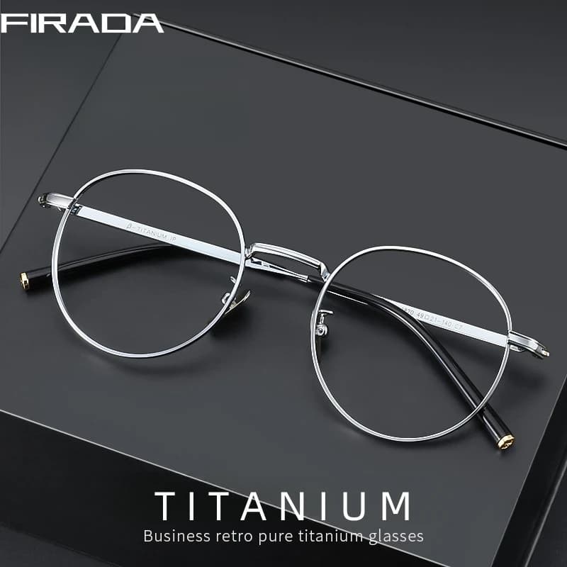FIRADA lunettes de mode rétro pur titane lunettes rondes confortable optique Prescription lunettes c