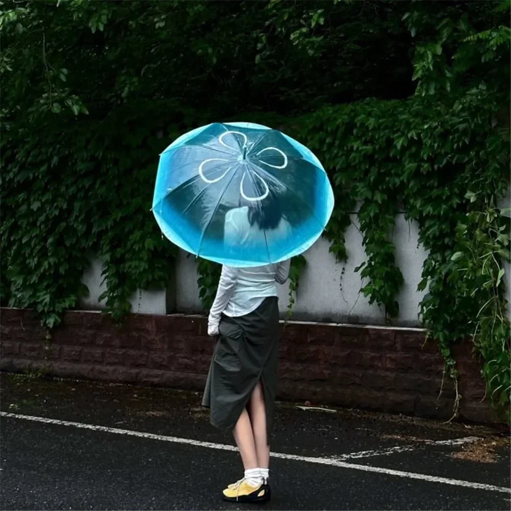 Parapluie méduse à long manche, automatique, transparent, nickel é, unique, parasol de plage, plasti