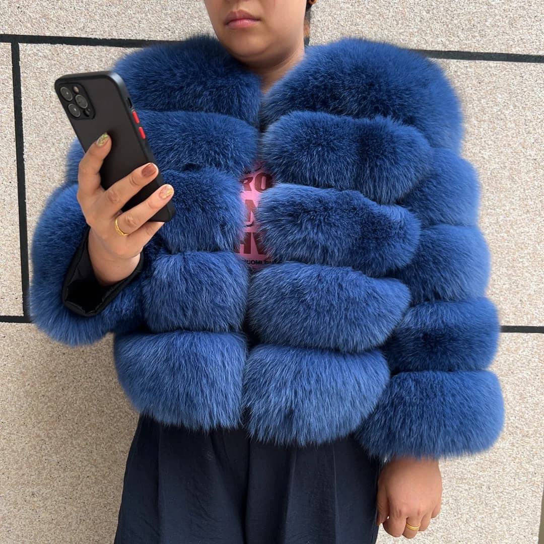 Nouveau manteau de fourrure de renard véritable femmes hiver chaud 100% veste de fourrure naturelle 