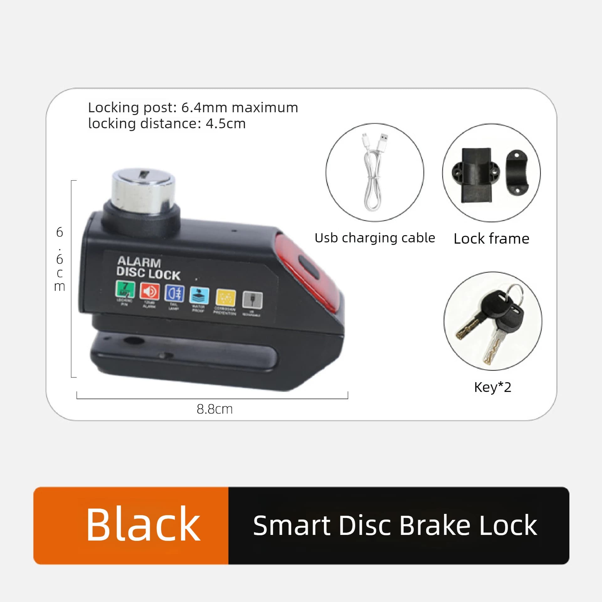 Antivol de disque de moto 120 dB, alarme puissante, antivol de sécurité pour moto, cadenas de disque