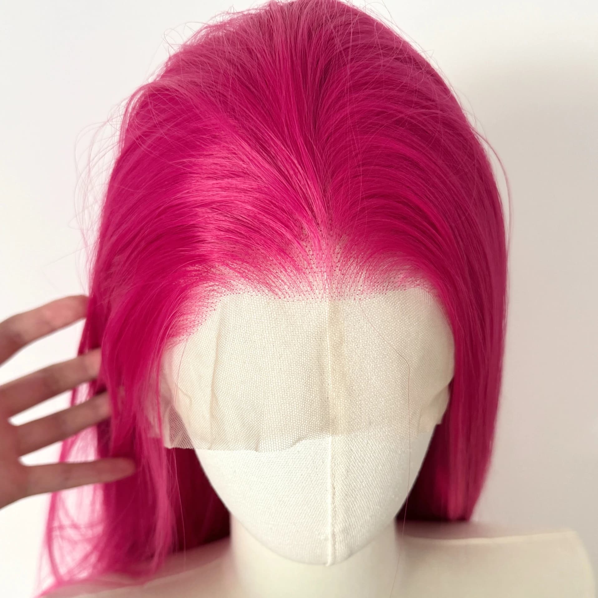 Perruque Lace Front Wig synthétique rose Ashely, 26 pouces, 13x4, longue et lisse, en Fiber résistan