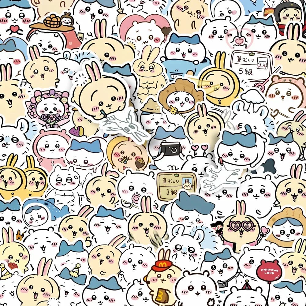 Autocollants Chiikawa de dessin animé Non répétitifs, 100 pièces, autocollants mignons pour tasse d'
