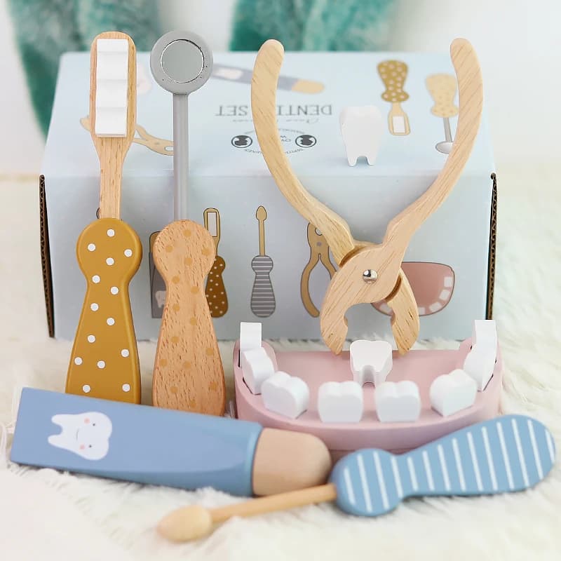 Petit docteur en bois pour enfants, jeu de dentiste, ensemble dentaire Oral, jouet d'infirmière, béb