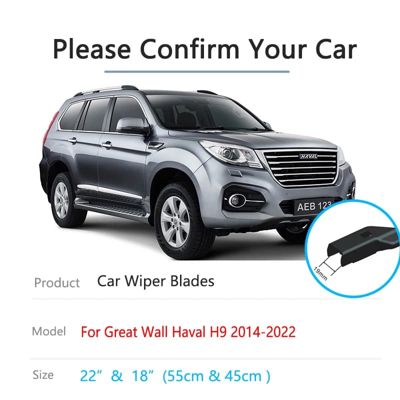 Brosses d'essuie-glace avant et arrière pour Great Wall Haval H9 2014 ~ 2022, accessoires de nettoya