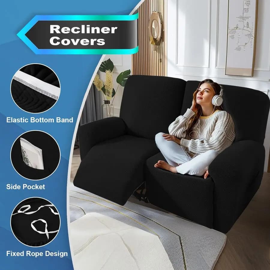 4 housses de canapé inclinable, housses de canapé inclinable extensibles avec fond élastique, jacqua