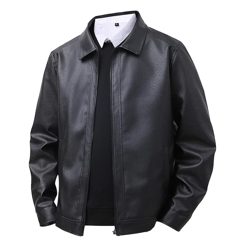 2025 nouvelle veste en cuir hommes printemps coupe ajustée revers veste décontractée hommes haut cou