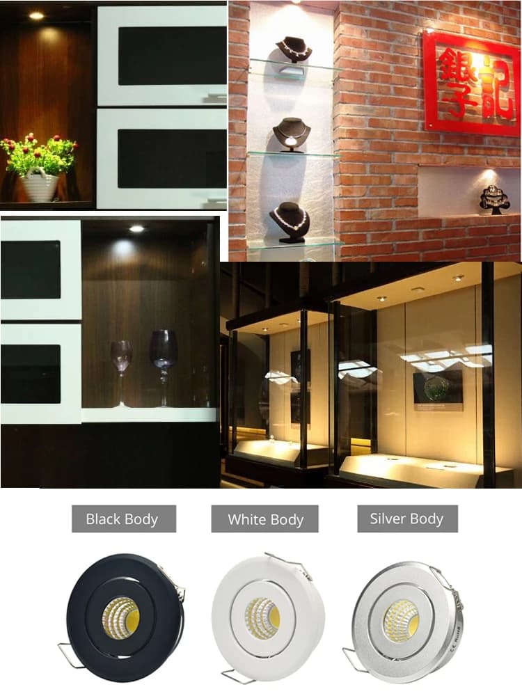 Mini LED Downlight plafonnier COB 3W bricolage ciel étoilé armoire lumières coupé maison 40-45mm AC8
