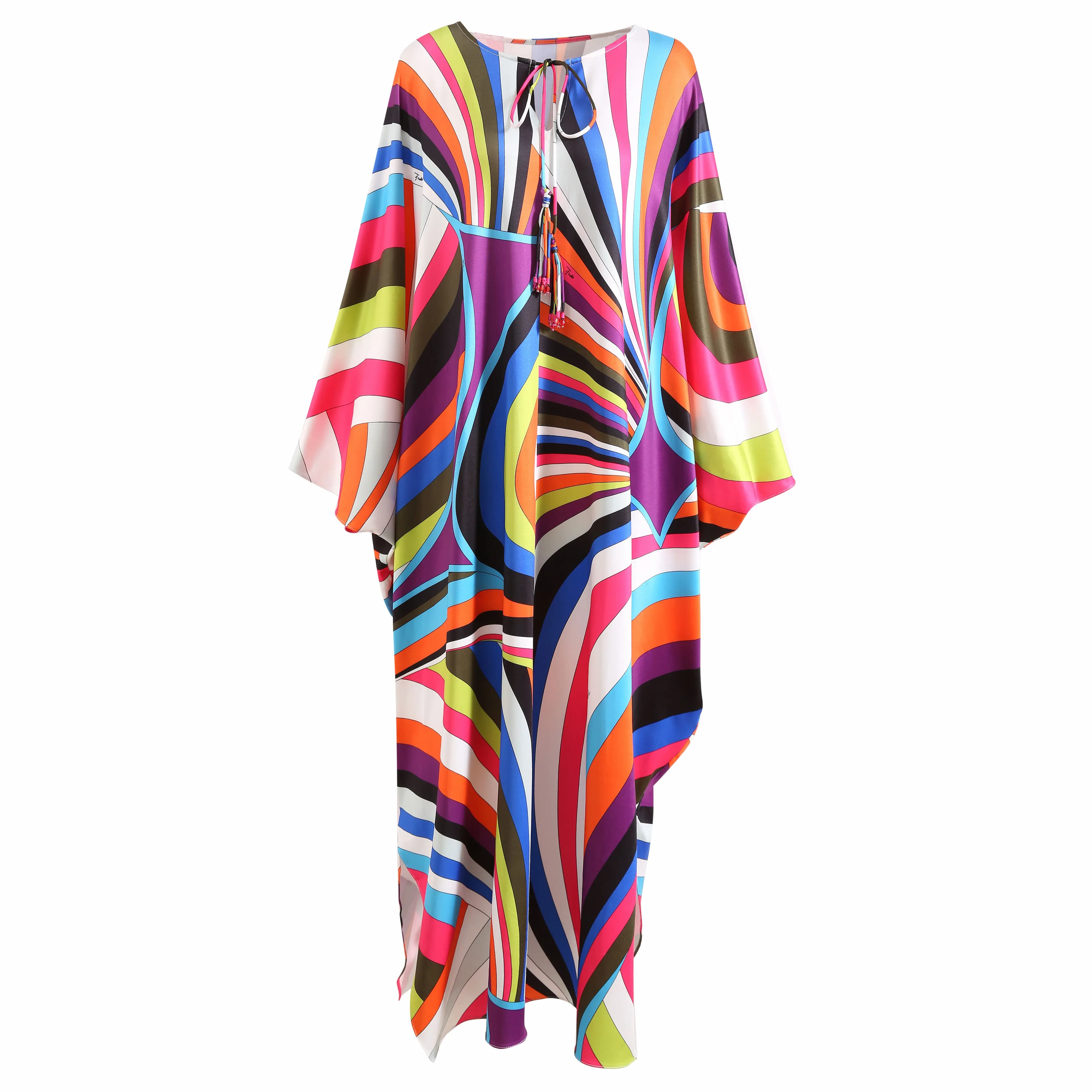 Mode 2024 printemps été nouveau Style bohême robes décontractées col rond manches chauve-souris rayé