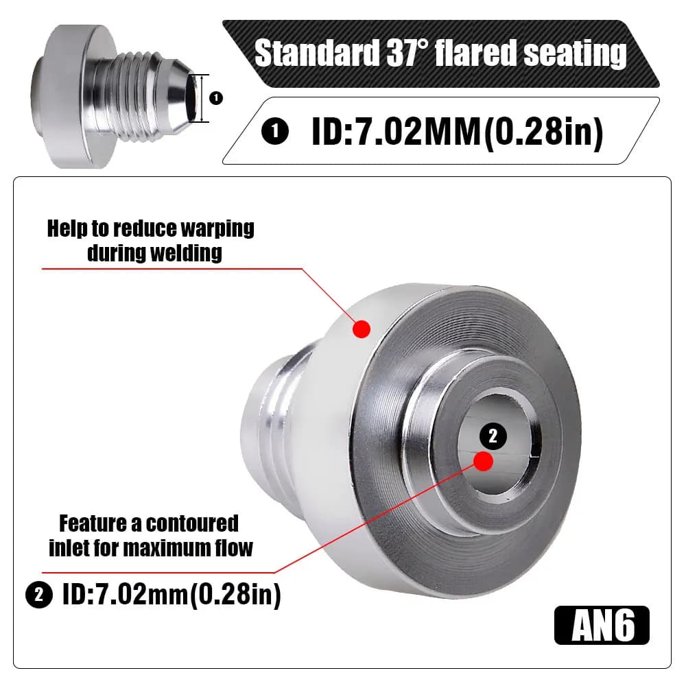 Raccord de Tuyau Nitrous en Aluminium, Billette Mâle Droite, Adaptateur de Soudure AN6 AN8 AN10
