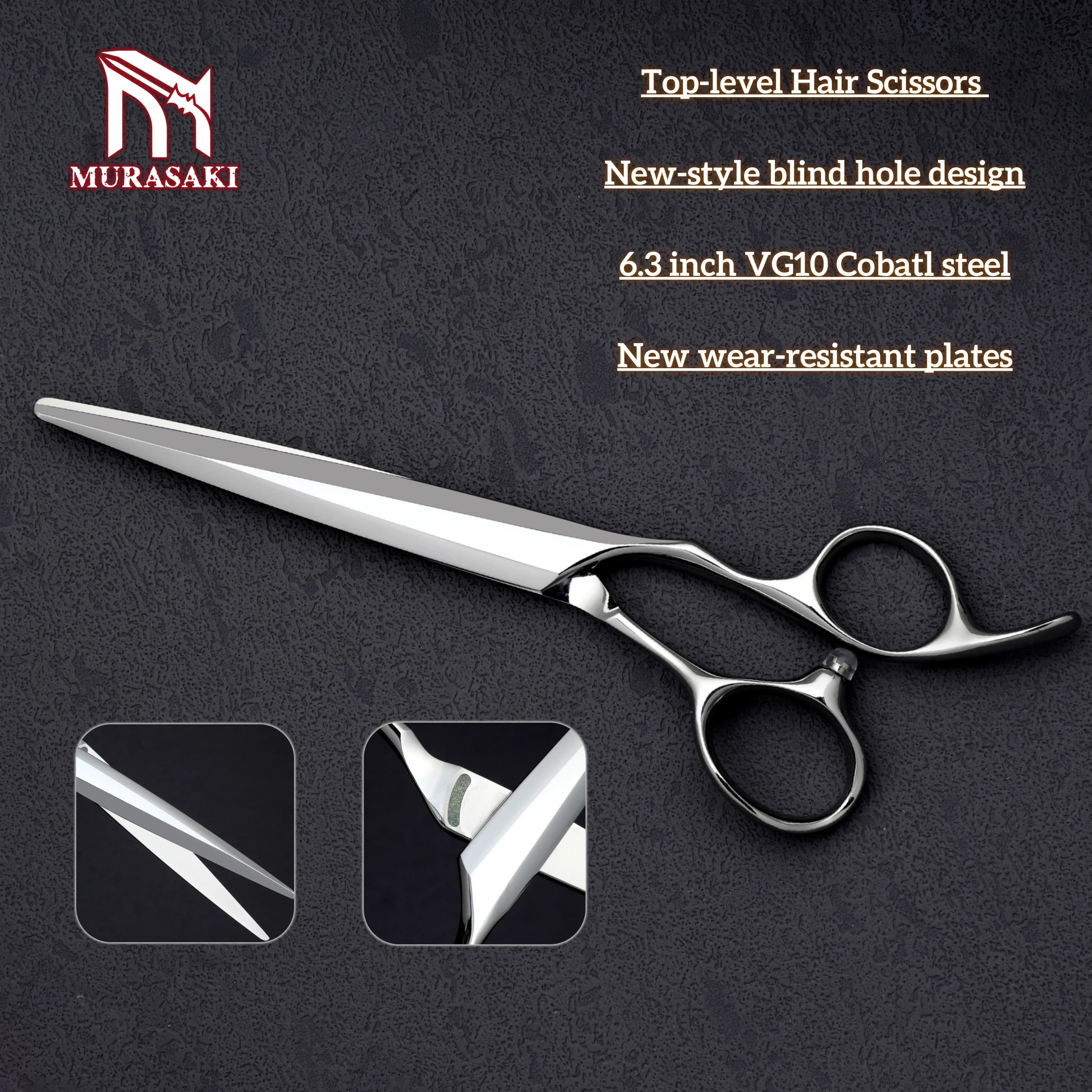 MURASAKI – ciseaux à cheveux professionnels de 6.3 pouces, nouveaux ciseaux de coiffeur de conceptio