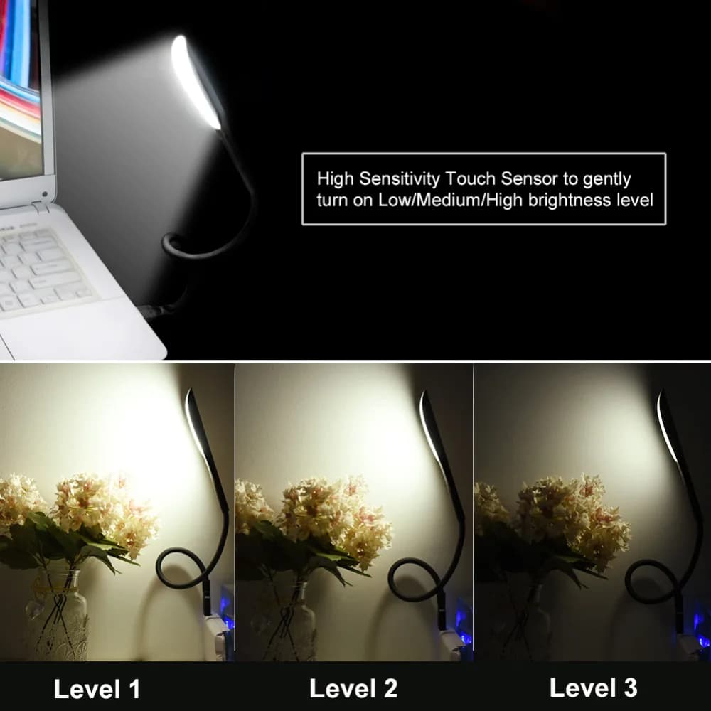 Mini lampe LED USB portable avec capteur tactile, lumière de table à intensité variable, lapmedicams
