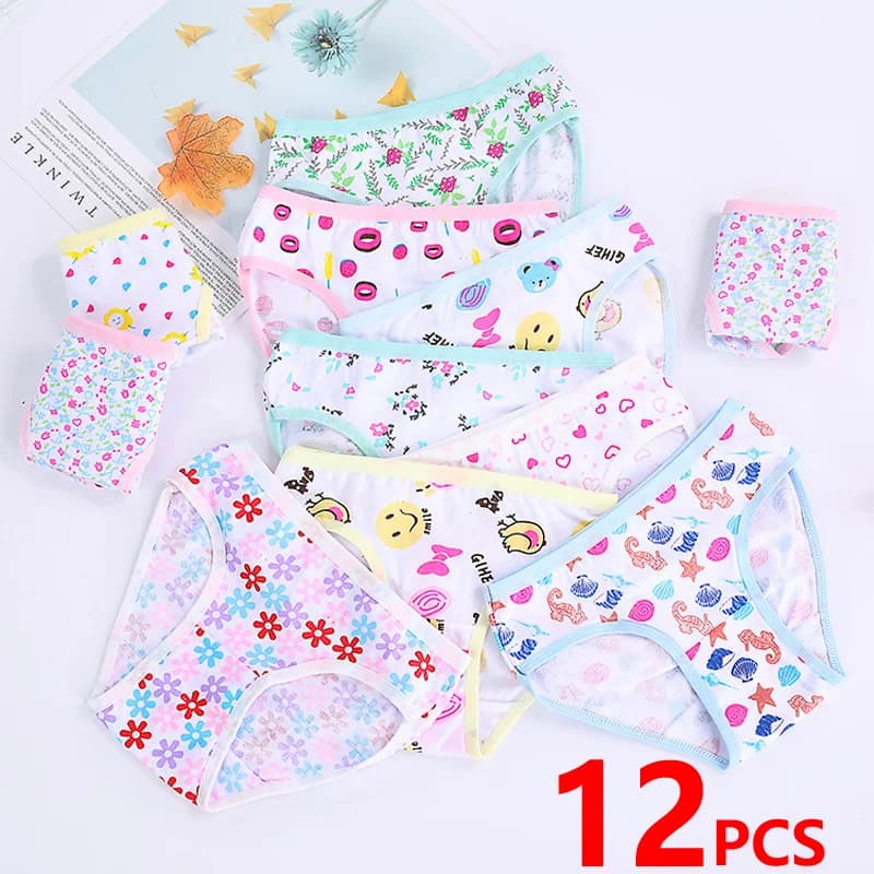 1/3/6/12 pièces 100% coton culottes ensembles filles enfants slips courts sous-vêtements pour enfant