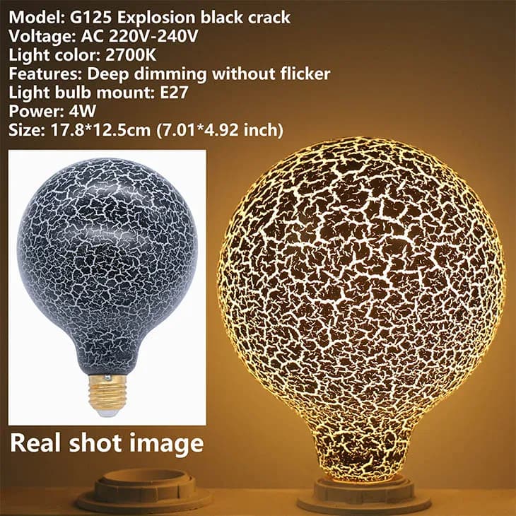 Ampoule Décorative à Intensité Réglable, Éclairage Créatif Personnalisé, VPN, Couleur Noire, 4W, G12