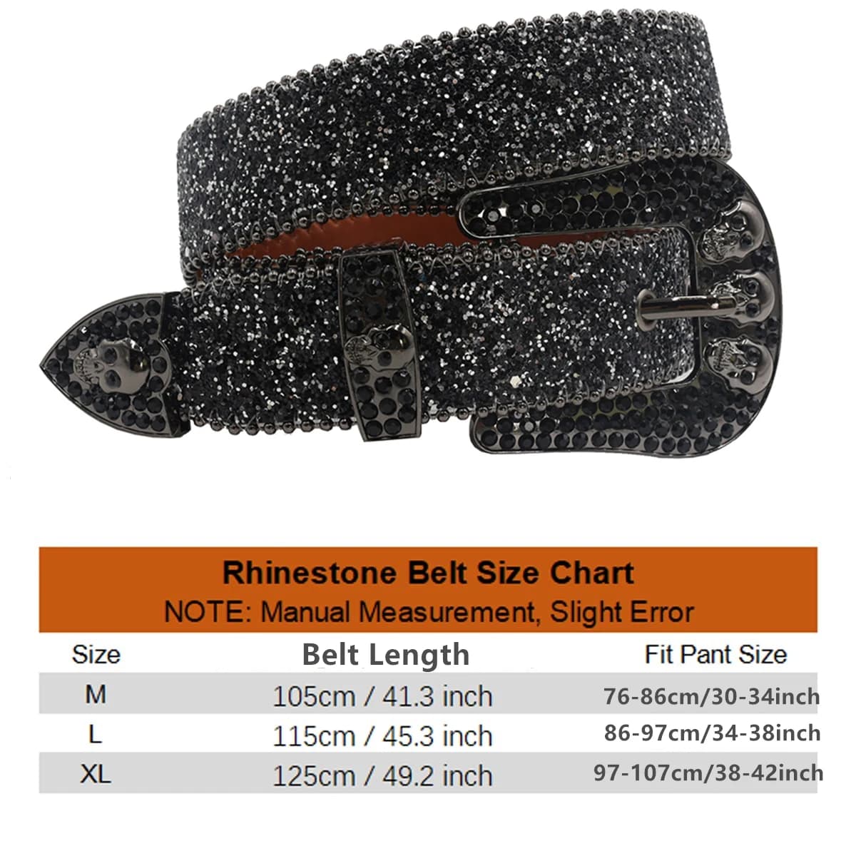 Ceintures en strass crâne pour femmes et hommes, bracelet en cuir Y2K clouté en cristal, Cowgirl occ
