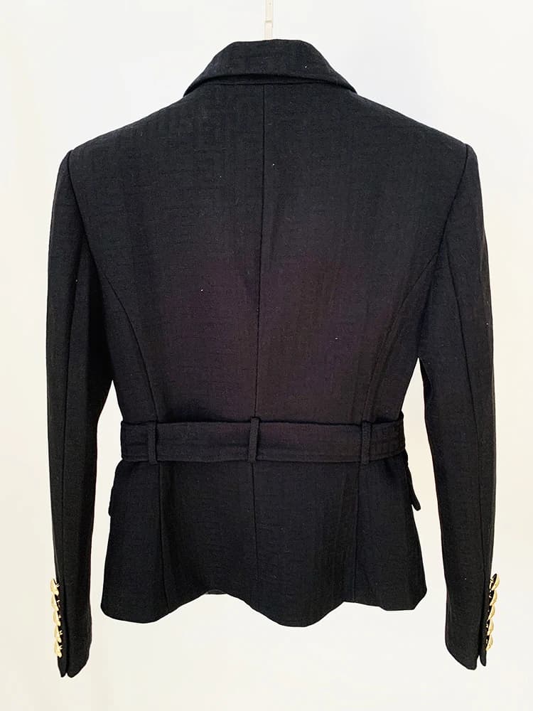HIGH STREET Nouveauté 2026 Blazer de créateur pour femme, croisé, à boutons lion, jacquard monogramm