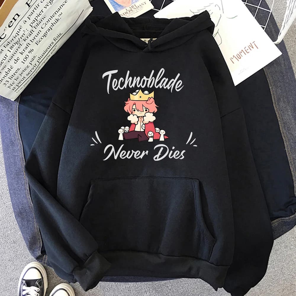 REPLSMP-Sweat à capuche Technoblade Never Dies pour hommes et femmes, sweat-shirt imprimé dessin ani
