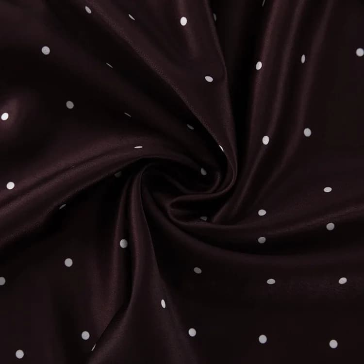 Ensemble jupe deux pièces en Satin imprimé à pois, chemise à manches longues à lacets + jupe mi-long