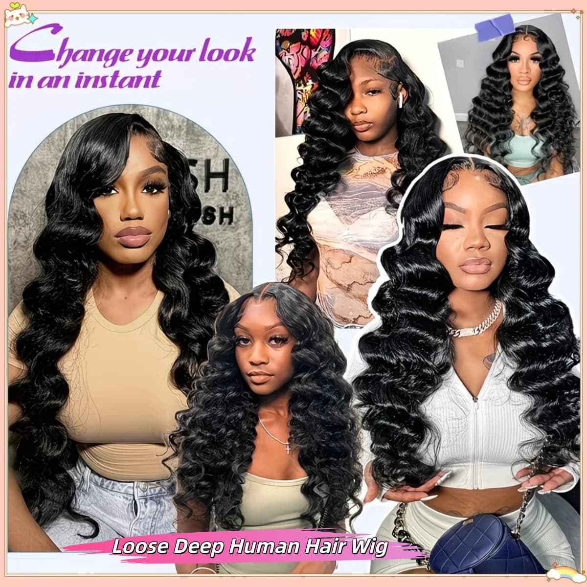 Perruque Deep Wave en cheveux humains, dentelle HD 13x6, bouclée birmane, pré-épilée, sans colle, po