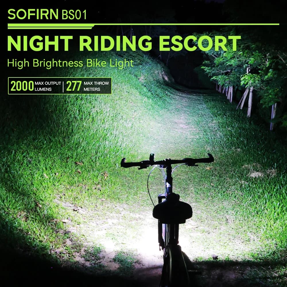 Sofirn BS01 lumière de vélo IP65 étanche 2000LM vélo 5000mAh batterie lampe de poche USB charge régl