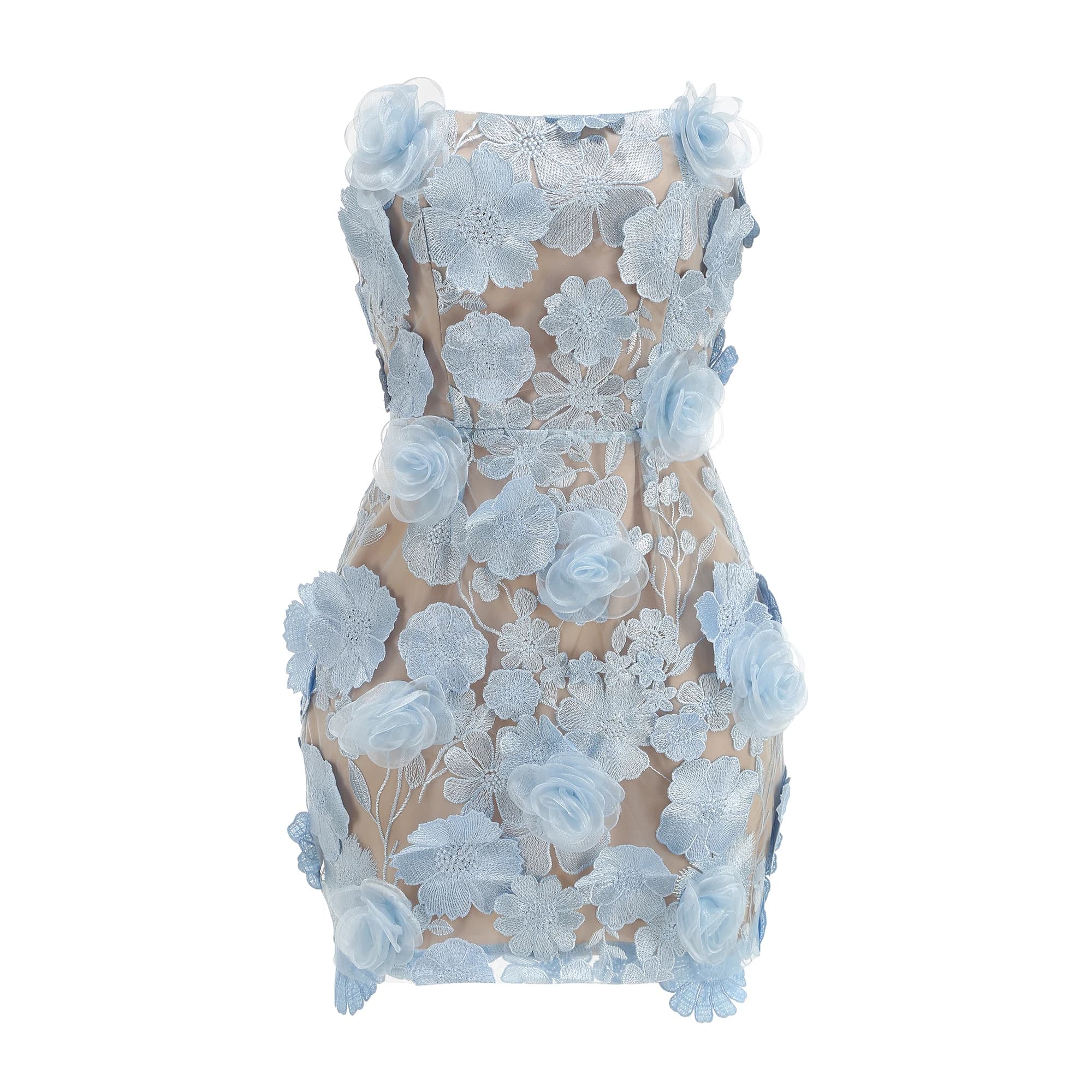 Nouvelle robe sexy sans bretelles à fleurs brodées, robe de soirée réglable avec cravate au dos pour