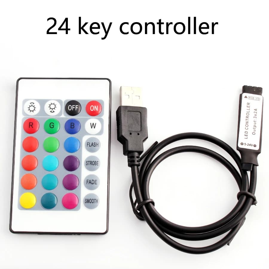 DC 5V USB LED bande lumineuse RGB contrôleur couleur unique IR Bluetooth télécommande RF télécommand