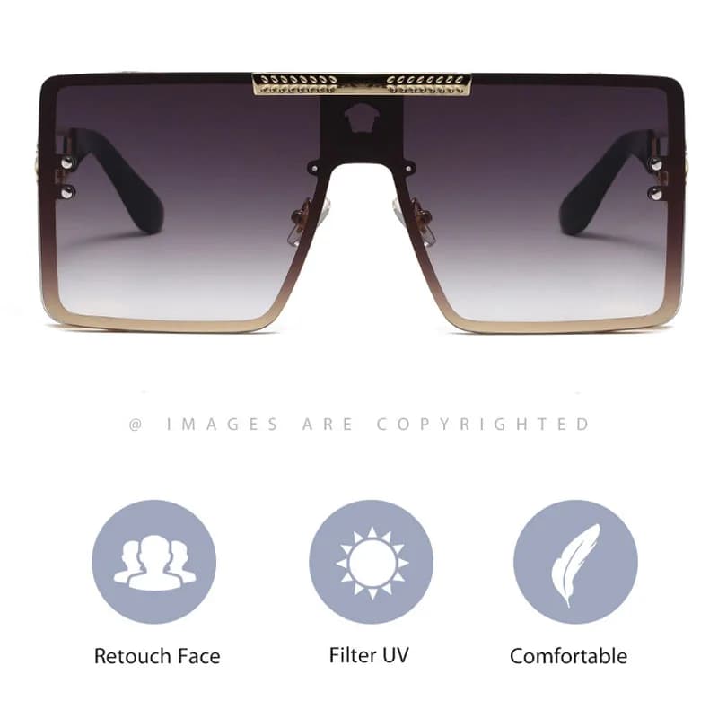 Nouvelles lunettes de soleil élégantes avec montures surdimensionnées, design métallique tendance, p