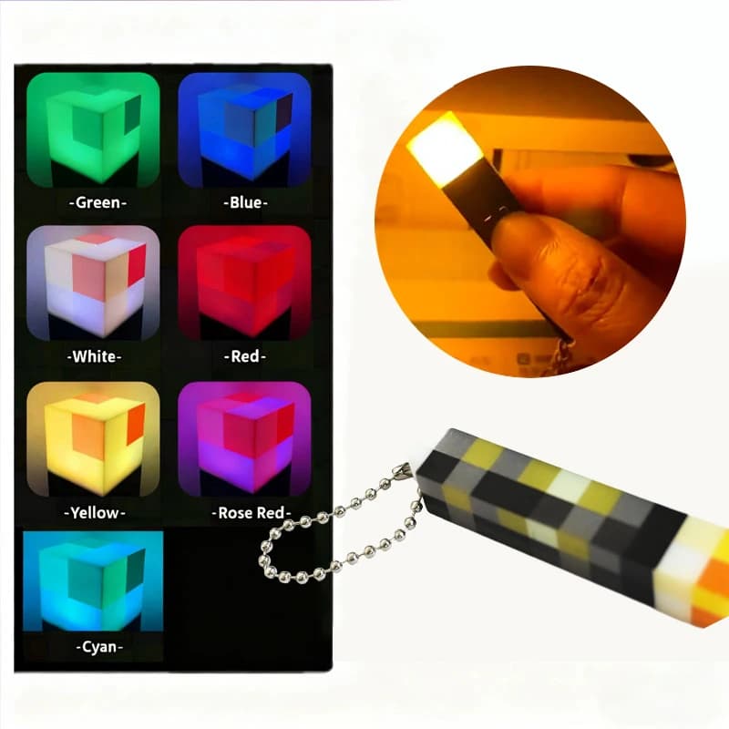 MC Games Mini torche périphérique lumière LED porte-clés pendentif Pixel torche lampe de poche lumiè