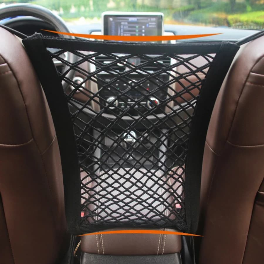 Barrière de voiture pour animaux de compagnie avec filet de sécurité automatique et sac de rangement
