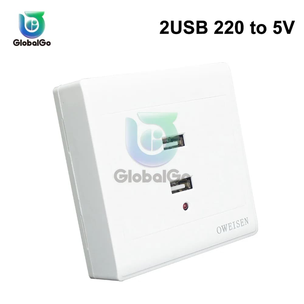 Prise électrique USB avec lumière LED pour la maison, station de chargeur murale, adaptateur secteur