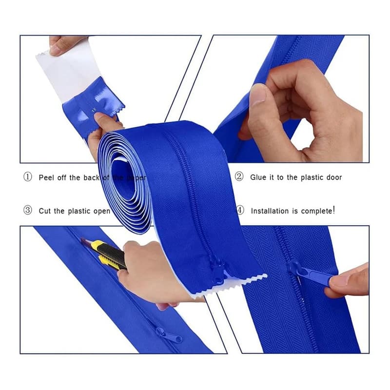 Fermeture à glissière auto-arina RapDuty, fermeture à glissière de construction, barrière anti-pouss