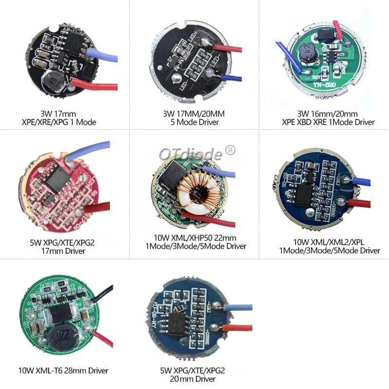 Pilote de lampe de poche LED 3W 5W 10W XPE 3535 XPG2 XML2 5050 T6, 1.2V 3.6V 4.2V 12V 24V 30V, 1 Mod